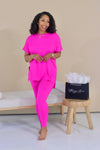 CHILL MOVES CREW NECK LEGGING SET (S-XL) NEON PINK